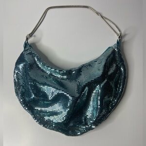 Shimmering Blue Sequin Shoulder Bag